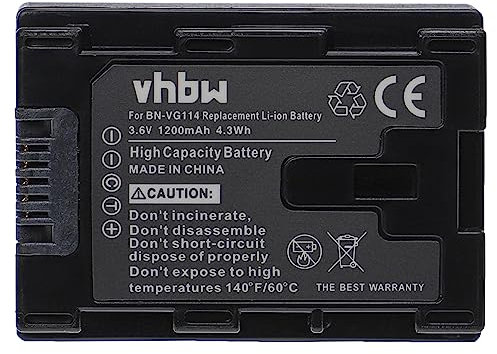 vhbw 1x Akku Ersatz für JVC BN-VG114, BN-VG114E, BN-VG114AC für Videokamera Camcorder (1200 mAh, 3,6 V, Li-Ion) + Infochip