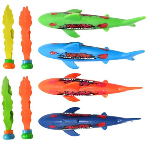 QOCUILC Set 8 Pezzi Giocattoli da Piscina Subacquei, Giochi Immersione per Bambini, Giochi da Nuoto con Custodia per Addestramento e Divertimento Acquatico, Regalo per 5-12 Anni