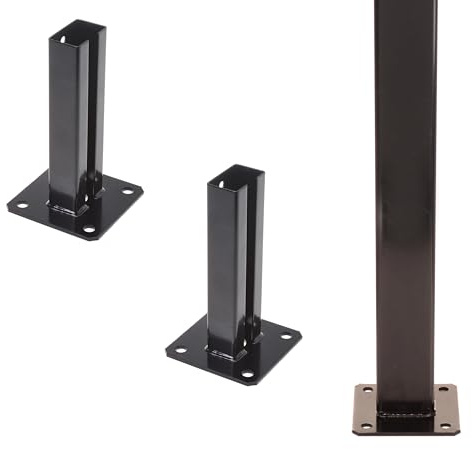 Aqbau Set of 2 Post Brackets 60 x 40 mm Screw-On Sleeve for Double Rod Mat Fence Black - Galvanised & Powder Coated - for Fence Posts, Privacy Screen, Garden Fence