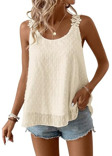 TUUHAW Camiseta Tirantes Mujer Cuello Redondo Tank Top Albaricoque L