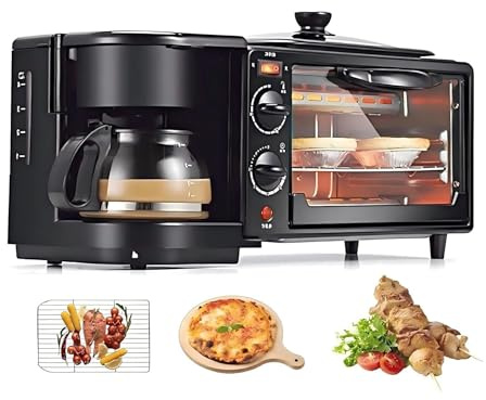 HYZHANHONG Cocina Máquina de Desayuno Tres en uno, Máquina de Desayuno eléctrica con Olla de cocción de 1.2L, Área de horneado de Gran Capacidad de 9L y cafetera, Control de Temperatura