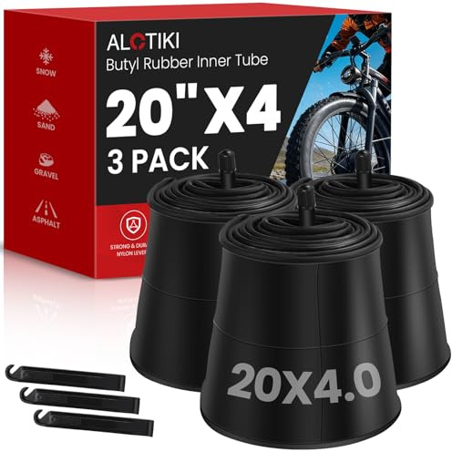 ALOTIKI 3 Pack 20x4.0 Fat Tire Tube with Schrader Valve, 20x4 Inner Tube Premium Butyl Rubber Fat Tire Inner Tube for Mountain Bikes and Ebike Electric Bicycle