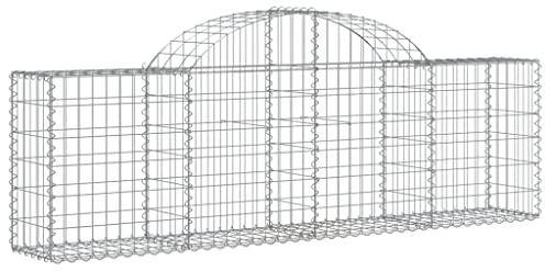 Mokuyary Gaviones con arco alto, juego de 2 unidades, 200 x 30 x 60/80 cm, hierro galvanizado, cesta de alambre, cesta de piedra, pared de piedra, gaviones para paisaje, jardín