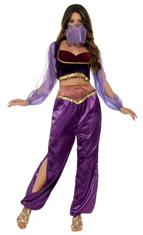 Smiffys Costume de princesse arabe pourpre, avec pantalon, haut et voile, XS Halloween