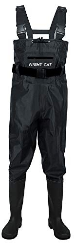 Night Cat Fishing Wader for Men Women Waterproof Hunting Chest Wader with Boots Belt Breathable Lightweight Black Size 11