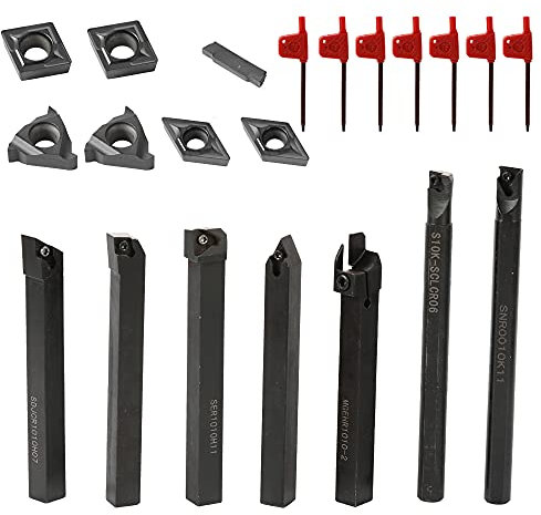 Herramienta para Torno Weytoll 21PCS 10Mm Herramienta de Torneado Inserto de Carburo, Multifuncional Carburo Sólido Inserta Holder