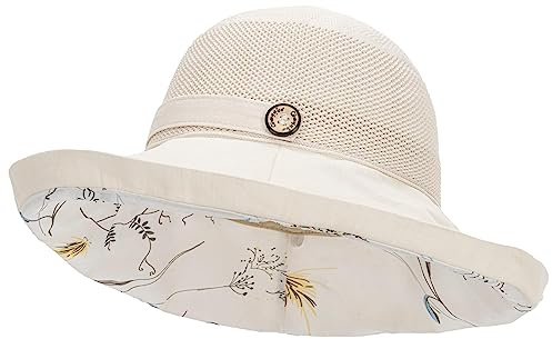KorhLeoh Womens Uv Protectin Sun Hat Foldable Mesh Wide Brim Bucket Hat Summer Beach Cap for Ladies Beige