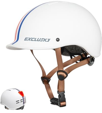 Exclusky Fahrradhelm Damen, Fahrradhelm Herren Integriertes Niedriges Visier Fahrradhelm Frauen Skaterhelm BMX Helm Retro Helm für Stadt-Pendler Trekking Trail Rennradhelm (56-61cm)