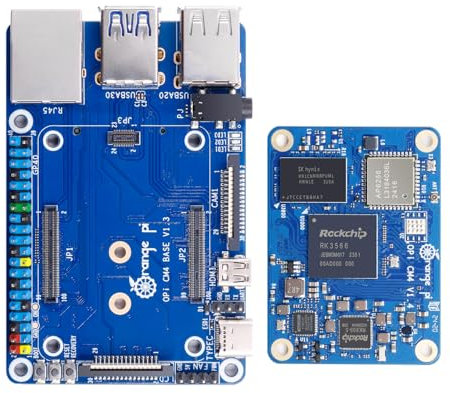 Orange Pi Compute Module 4 Kit 4 GB + 32 GB, Rockchip RK3566 Quad-Core 64-Bit mit Basisplatine, Orange Pi CM4 4 GB RAM 32 GB eMMC Flash, unterstützt 2,4/5,0 GHz Wi-Fi & Bluetooth 5.0 (CM44G32G +