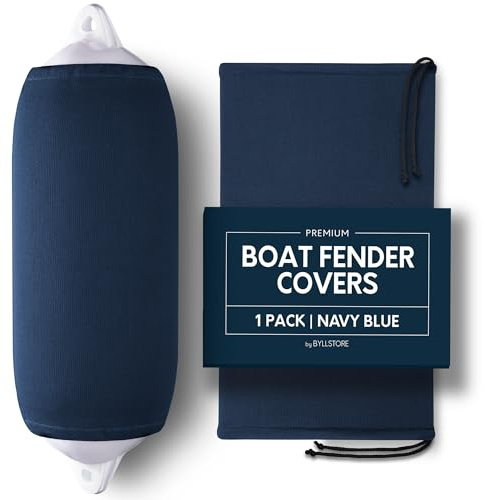 Byllstore Boat Fender Covers | Several Size Options Available | Black & Navy Blue | 1, 2 & 4-Pack | Polyester (1-Pack, Navy Blue, 10″ x 26″)