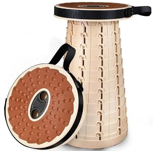 ActivPro Taburete Plegable portátil telescópico Ajustable Superior de Goma Mejorado retráctil Plegable Resistente Capacidad de Carga de 200 kg Silla de Camping Pesca Senderismo Barbacoa al Aire Libre
