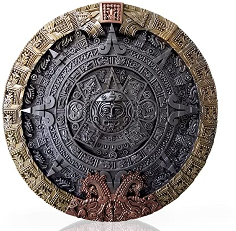 Aztek kalender väggrelief 46 cm, solkalender replika, stora azteker och majakalender för dekoration