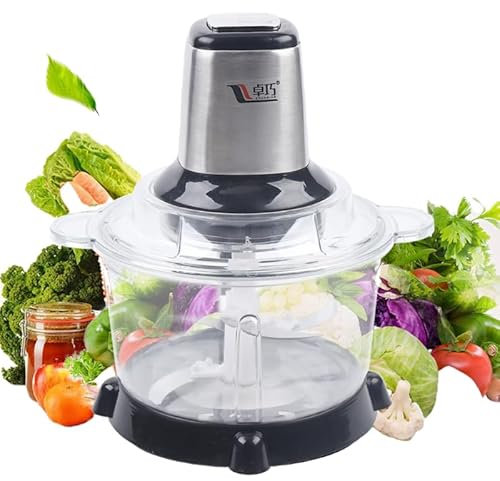 Hachoir de cuisine électrique universel - 5 l - Multifonction - Coupe-oignons - Légumes - Fruits - Lame en acier inoxydable - 300 W - Multihachoir - Mixeur à viande, oignon, fruits - Fonction de