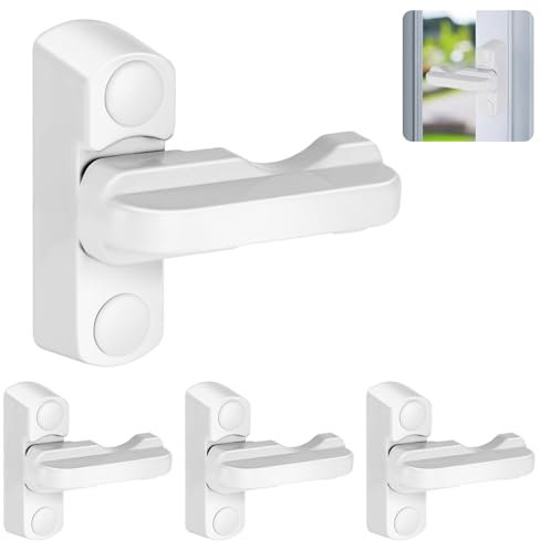 Flintronic 4 Pezzi Serrature di Sicurezza per Finestra e Porta, Window Sash Jammers in Lega di Alluminio, Serrature di Sicurezza Porta e Finestra, Adatto per PVC e Legno/Composito