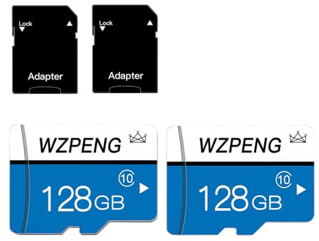 Tarjeta de memoria micro SD de 128 GB clase 10 con adaptador sd, tarjeta TF de velocidad rápida para tableta/teléfono móvil/cámara, 2 unidades