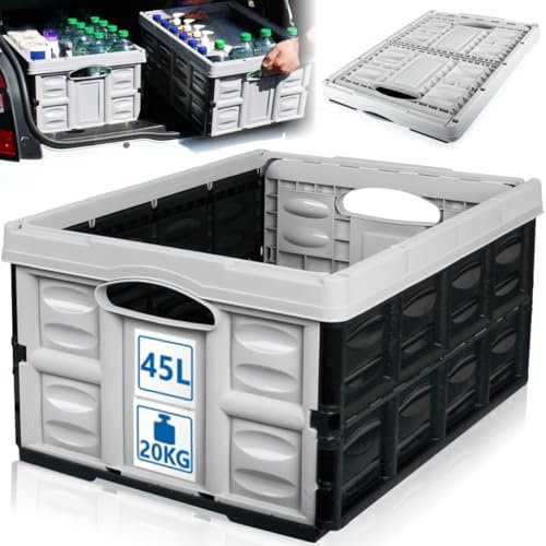 Stimo Klappbox 45 L faltbare Einkaufskiste klappbar und stapelbar Transportbox 54 x 40 x 26 cm