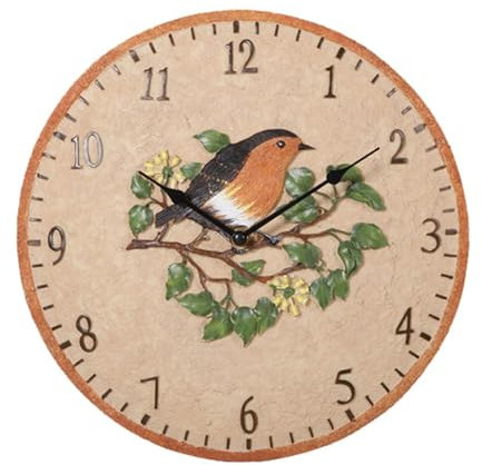 Fluxioxtna Orologio da parete antico vintage con motivo uccellino, 30,5 cm, per casa, ufficio e patio, decorazioni da giardino