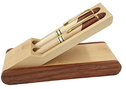 Artibetter Wooden Pen Set with Fountain and Ballpoint Pens in Gift Box for Office and School Stationery Smooth Writing Experience Anniversary Birthday Gift