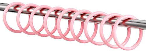 Ouligay Lot de 24 anneaux de rideau de douche, en plastique, pour rideau de douche, rose, diamètre intérieur : 50 mm