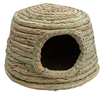 EQWQSIXD Rabbit Grass House Stable Playhouse Nest Straw Shelter for Canary Ferret Small, Brown