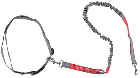 Mikikit Laisse Course Chien Ceinture Jogging Main Double Traction Mousquetons Réglable Promenade Marche Animal