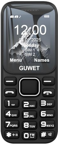 Guwet A2 2G Teléfono Móvil para Personas Mayores, Teclas Grandes, Función SOS, Volumen Alto, Llamada Rápida, Doble SIM Doble Standby, Color Negro