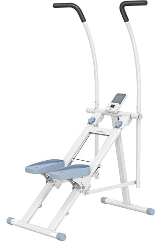 SPORTNOW Stepper escalier Pliable Climber stairmaster pour Exercice de Gym à Domicile, Machine Verticale pour entraînement du Corps avec pédales réglables et écran LCD, Machine à Pas compacte, Blanc