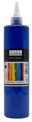 SÜDOR ACRYLFARBE 500 ml - Geeignet für Acryl-Pouring. Hochpigmentierte Künstler-Malfarben zum Bemalen auf Holz, Leinwand, Stein, Papier, Stoff, Metall. Wasserfest. Vegan. (Blau (Preußischblau))