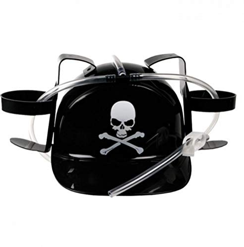 marion10020 Partyzubehör: Bierhelm Biertrinkerhelm Trinkhelm Mobile Minibar Beer Helm Saufhelm, mit Dosenhalter, Totenkopf