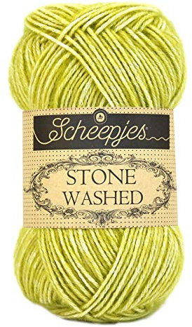 Scheepjes Stone washed 812 Lemon Quartz, weiches Baumwollmischgarn zum Stricken und Häkeln