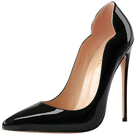 COLETER High Heels for Women, 4.72 inch/12cm Pointed Toe Dress Shoes Stiletto Heels Evening Party Pumps Black 11 US