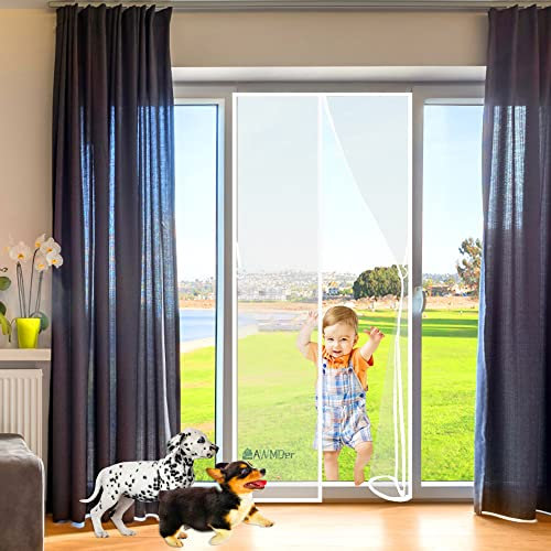 Mosquitera Magnética Para Puertas, 85 x 255 cm Cortina Mosquiteras Magnética de Malla Anti-insectos con,Sellado Automático,Fácil de Ensamblar sin Taladrar Blanco