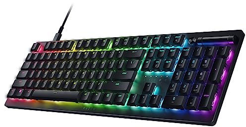 Razer DeathStalker V2 Gaming Keyboard: Low Profile Optical Switches Clicky Purple - Durable Coated Keycaps - Aluminum Top Plate - Multi Function Roller & Media Button - Chroma RGB - Snap Tap