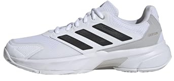 adidas Men's Courtjam Control 3 Tennis Shoes, Cloud White/Core Black/Grey Two, 10.5 UK