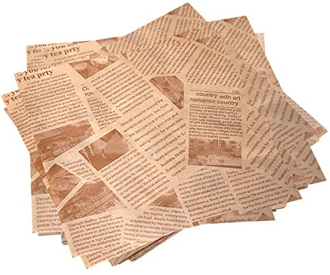 Wrap Papier Burger Pommes Sandwich Deli Papier 100 Blatt Backpapier Zuschnitte Einweg Wrap Papierblätter zum Hamburger Sandwiches 22x22cm