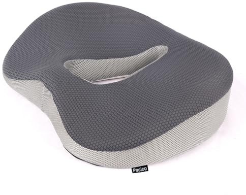 Pacico Memory Foam Seat Cushion for Office Chair, Home Chair, Car Seat, Airplane, Wheelchair, Pain Relief for Long Sitting, Non-Slip Bottom, Removable Cover