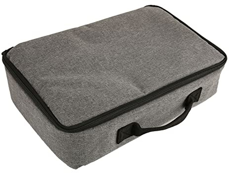 33 x 18 x 10 cm stor projektorväska, robust, bärbar projektorbärväska av nylon med hållbart handtag för resor, grå