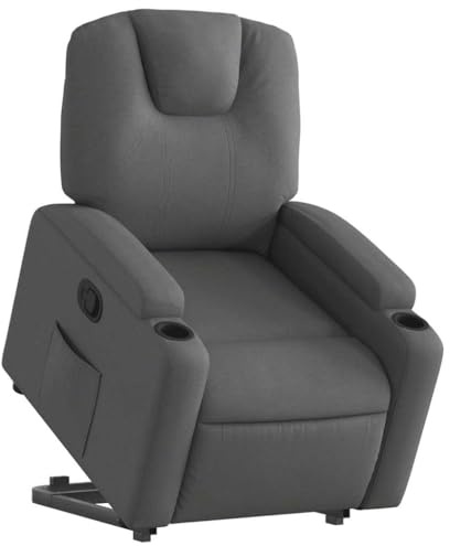 vidaXL Sillón Reclinable Elevable, Silla con Respaldo Reposabrazos, Sillón de Relax Descanso, Asiento Ajustable para Ancianos, Tela Gris Oscuro