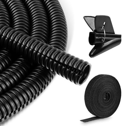 Kabelslang 10 fot svart kabelkanal flexibel kabel skyddsslang kabelhantering för TV, PC, hus, kontor och trädgård. Ger kabelskydd för hundar och katter från att tugga husdjur