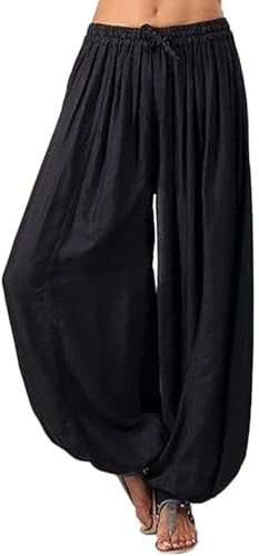 Pantalones De Tai Chi Super Soft Modal Spandex Harem Yoga Pilates Trousers Tai Chi Pants Wide Leg Men Women Kids Yoga Pants Qigong Open on the Ankles,Black,XXL