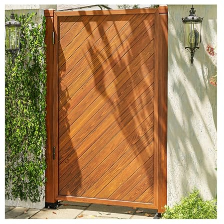 Portail de jardin extérieur en bois avec porte de séparation – Décoration d'entrée autonome marron pour cour et parc, 40 x 80 cm, accessoire d'extérieur élégant