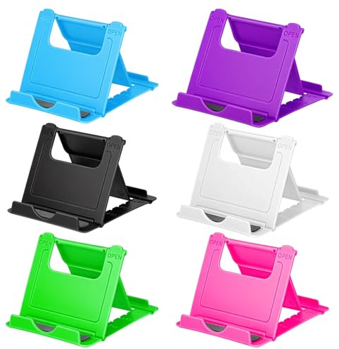 SynHHergyx 6 Stück Handyständer für Tisch, Universal Faltbarer Bunt Handyhalter Tragbar Verstellbar Handyhalterung Kompatibel mit Den Meisten Mobiltelefonen und Tablets