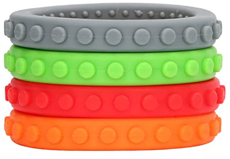 TOPINCN Braccialetti per Massaggiagengive per Bambini, Set per Dentizione per Sollievo Gengive Refrigerabile in Silicone Resistente Al Calore, Braccialetto da Masticare per Bambini da 4 Pezzi, Aiuta
