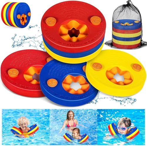 NLMWTI 6 dischi da nuoto per bambini, per bambini, con custodia, per braccio, piastra da nuoto Eva rotonda, con delfino, per bambini, per apprendimento/allenamento