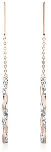 CARISSIMA Damen-Ohrhänger 9ct 2-Tone Twist Pole & Chain Drop Earrings 375 Bicolor - 2.54.4039