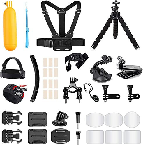 AKASO Cámara Deportiva 40 en 1 Paquete de Accesorios con Correa para el Pecho, Ventosa, Soporte para Bicicleta, Inserciones Antivaho para Gopro Hero AKASO Dragon Touch COOAU Vemont APEMAN Yolansin etc