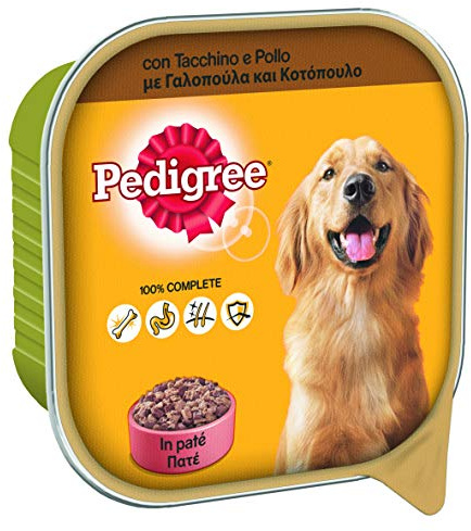 Pedigree Cibo per Cane con Tacchino e Pollo in Patè, Vaschetta 300 g - 20 Vaschette
