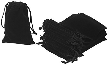 20pcs Velvet Drawstring Bags, 12 x 18 cm Velvet Pouches for Jewellery Gift Packaging (Black)