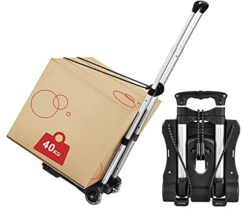 Hivexagon Folding Luggage Cart, Heavy Duty Travel Trolley 40kg/88lbs Load Capacity Lightweight & Durable for Luggage, Personal,Travel, Moving and Office Use