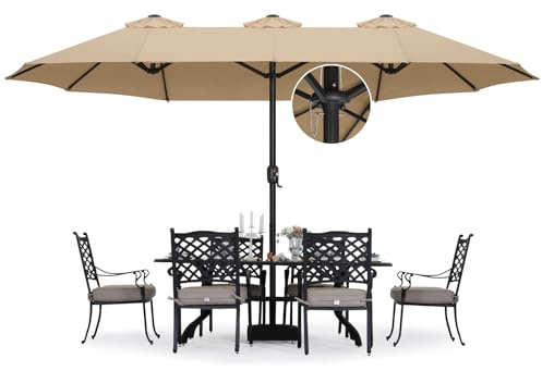 ABCCANOPY 4.5M Double-Sided Aluminum Table Patio Umbrella Garden Large Umbrella,Swimming Pool 12+Colors,Khaki